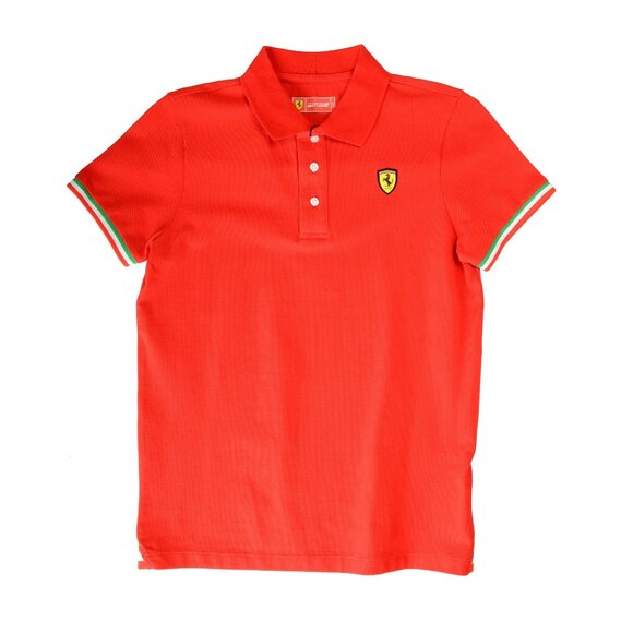 Scuderia Ferrari Boy "Tricolor Flag Piquet" Red Polo Shirt 13/14 Years - Picture 1 of 4